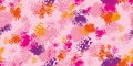 Abstract floral seamless pattern in pale warm colors. Camouflage endless background. Pink, orange, violet colors. Print Royalty Free Stock Photo