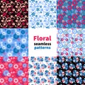 Abstract floral seamless pattern set Royalty Free Stock Photo