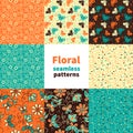 Abstract floral seamless pattern set Royalty Free Stock Photo