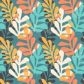 Abstract floral seamless pattern with trendy hand drawn textures.