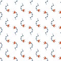 Abstract floral seamless pattern on white background.Scandinavian and folk design.vector illustration with dark blue and Royalty Free Stock Photo