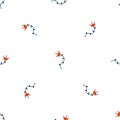 Abstract floral seamless pattern on white background.Scandinavian and folk design.vector illustration with dark blue and Royalty Free Stock Photo