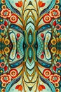 Abstract floral seamless symmetrical pattern wallpaper