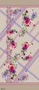 Abstract floral silk scarf design with ethnic borders