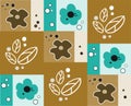 Abstract floral square patterns Patchwork design for quilts, bed linen.