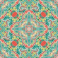 Abstract floral symmetric ornament,vector seamless pattern