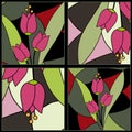 Abstract floral tulips stained glass pattern background