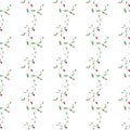 Abstract floral vector seamless pattern with fragility curl branch, leaves and hearts.