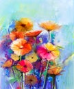 Abstract floral watercolor painting