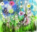 Abstract floral watercolor painting. Royalty Free Stock Photo