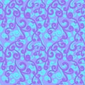 Abstract flourish seamless background. Gorgeous blue pattern. Vector
