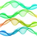 Abstract flow of colored waves .Vector background wave color transparent Set Royalty Free Stock Photo