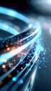 Abstract flow of luminous blue light strands with sparkling particles, symbolizing digital energy, data streams, and Royalty Free Stock Photo