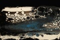 Abstract flow pour acrylic and watercolor wave marble blot painting. Beige and black Color marble texture background