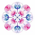 Abstract Flower Design: Symmetric Mandalas With Sweet Pea Icon Royalty Free Stock Photo