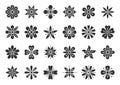 Abstract Flower black silhouette icons vector set Royalty Free Stock Photo