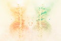 Abstract flower blooming on watercolor painting background. Royalty Free Stock Photo