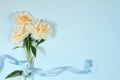 Abstract flower composition with place for text, still life, spring, summer banner, beautiful spring peony flowers on light Royalty Free Stock Photo