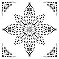 Dot art vector flower, traditional Aboriginal dot painting design, indigenous decoration from Australia in black on white backgrou