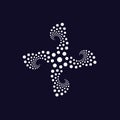 Abstract flower dots logo. Swirl, screw or rotation fan symbol. Windmill, church cross, medical cross, propeller