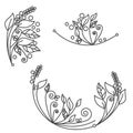 Abstract flower foliage round ornament. Vector