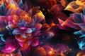 Abstract flower with glowing petals and a dark Background