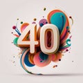 abstract flower greeting card poster for 40 years with a number.