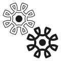 Abstract flower icon. Geometric circle element. Outline fill Vector. Black white design set. Royalty Free Stock Photo