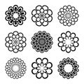 Abstract flower icons. Dcorative floral circle design elements