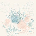 Abstract flower illustration with simple baby florals