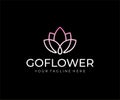Abstract flower logo design. Linear lotus vector design