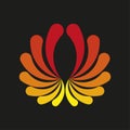 Abstract flower logo. Gradient petal Vector. Fire color wing. Bright bloom icon. Royalty Free Stock Photo