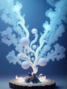 Abstract flower made of frozen smoke, abstract floral background illustration. Generative Ai Royalty Free Stock Photo