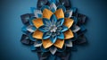 an abstract flower made out of paper on a blue background Royalty Free Stock Photo