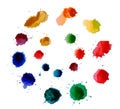 Abstract flower made of watercolor blobs. Colorful vector ink paint splats. Royalty Free Stock Photo