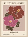 Abstract Flower Market Hawaii poster vector art.