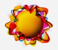 Abstract flower with multicolored petals and sun with rays of colorful ink waves on white background Royalty Free Stock Photo