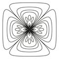 Abstract flower outline. Radial line pattern. Geometric bloom shape. Vector simple illustration. Royalty Free Stock Photo