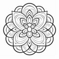 Abstract Flower Pattern Coloring Book Page