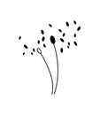 Abstract flower pollen in black over white background. Flat design icon.