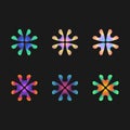 Abstract flower star fireworks colorful symbol set