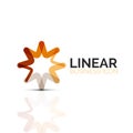 Abstract flower or star, linear thin line icon. Minimalistic business geometric shape symbol created with line segments Royalty Free Stock Photo