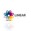 Abstract flower or star, linear thin line icon. Minimalistic business geometric shape symbol created with line segments Royalty Free Stock Photo