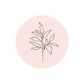 Abstract flower story highlight cover. Boho leaf branch logo for social media, feminine doodle hand drawn line icon Royalty Free Stock Photo