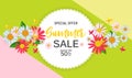 Abstract Flower Summer Sale Background with Frame. Vector Illustration Royalty Free Stock Photo