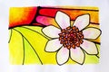 Abstract flower and sunset - watercolour cartoon painting