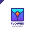 Abstract flower tulip logo in square icon design. Elegant linear premium symbol. Royalty Free Stock Photo