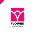 Abstract flower tulip logo in square icon vector design. Royalty Free Stock Photo