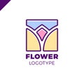 Abstract flower tulip logo in square icon vector design. Royalty Free Stock Photo