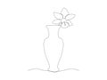 Abstract flower vase with flower narcissus continuous One line art drawing